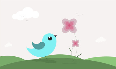 Bird and flowers