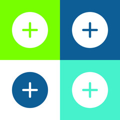 Obraz premium Add Black Circular Button Flat four color minimal icon set