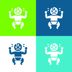 Baby Crying Flat four color minimal icon set