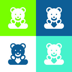 Beard With Heart Flat four color minimal icon set