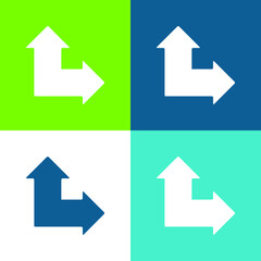 Arrows Angle Pointing Up And Right Flat four color minimal icon set