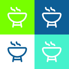 Barbecue Outline Flat four color minimal icon set