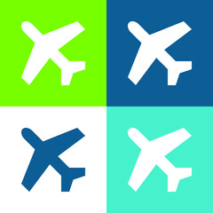 Airplane Flat four color minimal icon set
