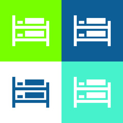 Berth Bed Flat four color minimal icon set