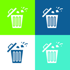 Bin Flat four color minimal icon set