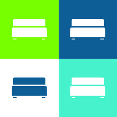 Black Sofa Of Livingroom Flat four color minimal icon set