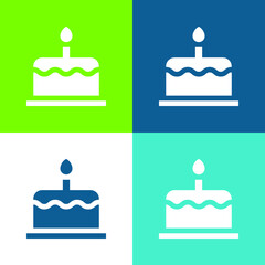 Birthday Cake Flat four color minimal icon set