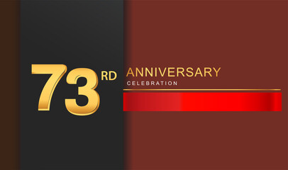 Obraz premium 73rd years anniversary celebration logotype golden color with red ribbon elegant design for anniversary celebration, invitation card, and greeting card.