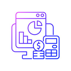 Cost management gradient linear vector icon. Business finance planning. Tracking money. Work monitoring tools. Thin line color symbols. Modern style pictogram. Vector isolated outline drawing