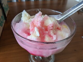 fruit ice in a glass on the table