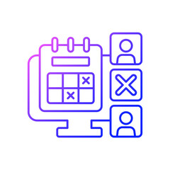 Absence calendar gradient linear vector icon. Tracking employee leaves and days off remotely. Work monitoring. Thin line color symbols. Modern style pictogram. Vector isolated outline drawing