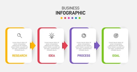 Fototapeta premium Infographic design with icons and 4 options or steps. Thin line vector. Infographics business concept. Can be used for info graphics, flow charts, presentations, web sites, banners, printed materials.
