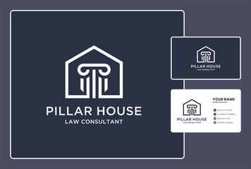 Fototapeta premium pillar house of law consultant logo and business card design.