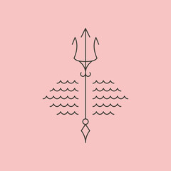 vector of trident and wave line logo vector symbol illustration design - obrazy, fototapety, plakaty