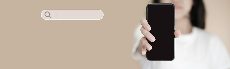 Woman hand with tablet and search icon, Business network connection, Modern virtual interface , digital tablet, Touching on tablet, Business growth currency illustration concept	