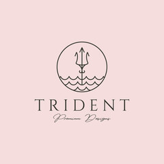 line art trident icon logo vector symbol illustration design - obrazy, fototapety, plakaty