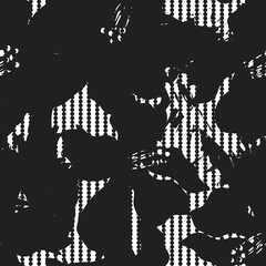 Fototapeta premium Black and White Floral Seamless Pattern with striped Background
