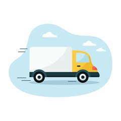 Cargo truck on blue background. Fast delivery concept. Vector illustration