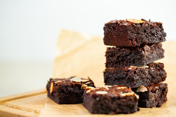 Brownies chocolate ingredient swett dessert for tea time or coffee time