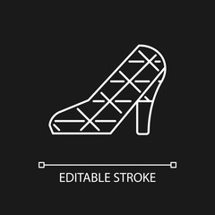 High heel wedding church white linear icon for dark theme. Unusual things. Taiwan attraction. Thin line customizable illustration. Isolated vector contour symbol for night mode. Editable stroke