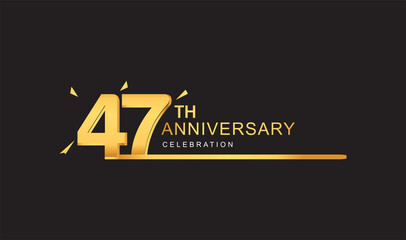 47th years anniversary logotype with single line golden and golden confetti for anniversary celebration.