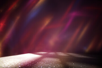 background of abstract gold, pink, purple and black glitter lights. defocused