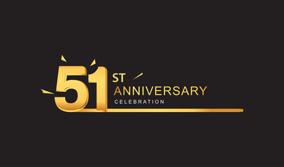 Obraz premium 51st years anniversary logotype with single line golden and golden confetti for anniversary celebration.