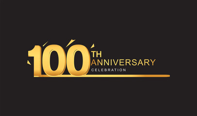 100th years anniversary logotype with single line golden and golden confetti for anniversary celebration.