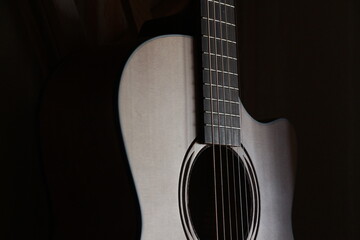 Obraz na płótnie Canvas acoustic guitar close up