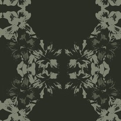 Green Symmetric Floral Seamless Pattern Design