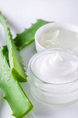 natural aloe vera cream on a white background