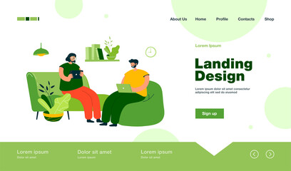 Group of friends with digital devices meeting at home, sitting together. People using laptops, tablet, mobile phone for internet and social media browsing, For communication, public access concept