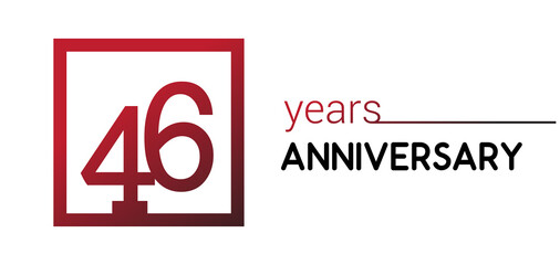 46th years anniversary design logotype with red color in square isolated on white background for anniversary celebration
