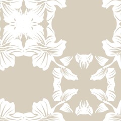 Fototapeta na wymiar Brown Symmetric Floral Seamless Pattern Design