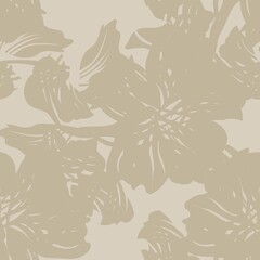 Fototapeta na wymiar Brown Floral Brush strokes Seamless Pattern Background
