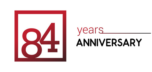 84th years anniversary design logotype with red color in square isolated on white background for anniversary celebration