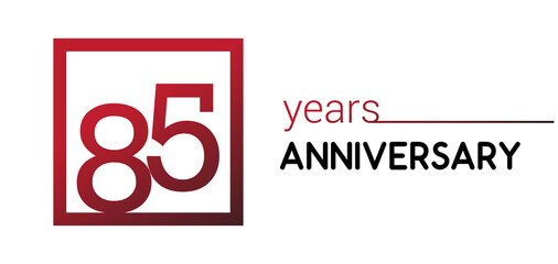 85th years anniversary design logotype with red color in square isolated on white background for anniversary celebration