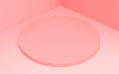 Abstract 3d pink color cylinder podium minimal studio background.