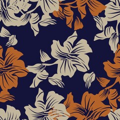 Brown Floral Seamless Pattern Background