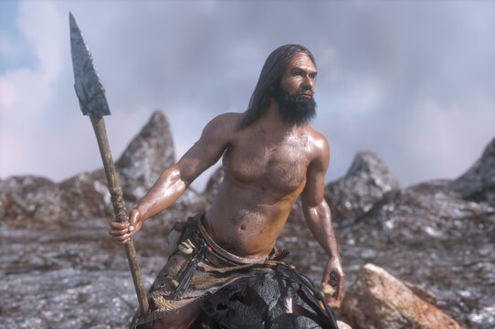 ancient primitive caveman render 3d