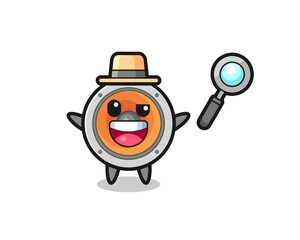 Fototapeta na wymiar illustration of the loudspeaker mascot as a detective who manages to solve a case