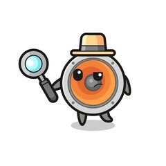 Fototapeta premium loudspeaker detective character is analyzing a case
