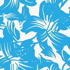 Blue Floral Seamless Pattern Background