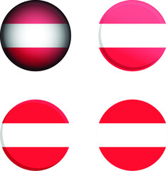 Round Country Flag in different styles disc badge vector illustration Austria