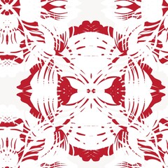 Red Symmetric Floral Seamless Pattern Design