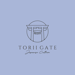 torii gate line icon logo symbol vector illustration design