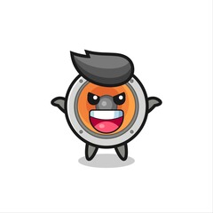 the illustration of cute loudspeaker doing scare gesture