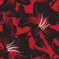 Red Floral Seamless Pattern Background