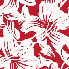 Red Floral Seamless Pattern Background