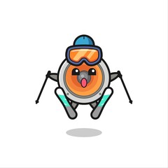 loudspeaker mascot character as a ski player